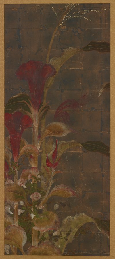 Coxcombs, kukuřice a jitrocel, období Momoyama, 1568-1615. od Unbekannt