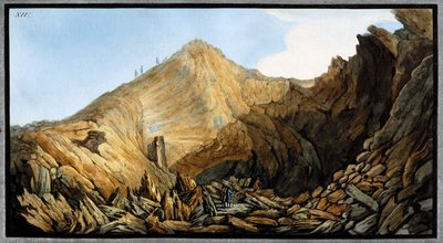 Kráter uvnitř kužele „malé hory“, Vesuv, Neapolské království, c 1761 od Unbekannt