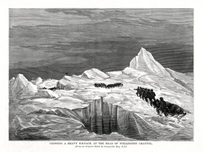 Překročení těžkého ledového balíku v čele Wellingtonského kanálu, 1877 od Unbekannt