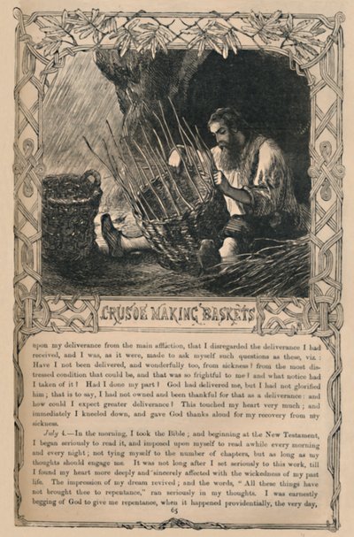 Crusoe Making Baskets, c1870 od Unbekannt