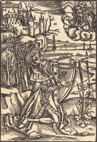 David hrající na harfu, c. 1500. od Unbekannt