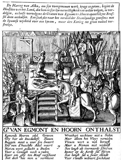 Dekapitace hraběte Egmonta a Hoorna v Bruselu během španělské tyranie v Nizozemsku, 1568 od Unbekannt