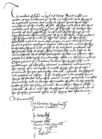 Prohlášení biskupů ve prospěch pravomocí krále Jindřicha VIII., 16. století, 1840 od Unbekannt
