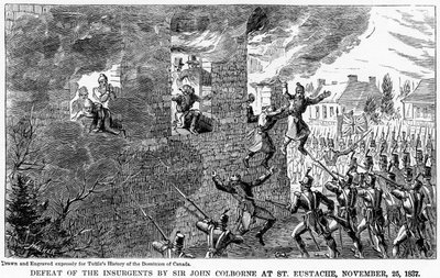 Porážka povstalců sirem Johnem Colbornem v St Eustache, 25. listopadu 1837, 1877 od Unbekannt