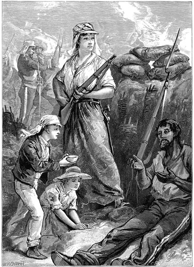 Obrana pevnosti ve Futtegurhu, indická vzpoura, 1857-1859 c1895 od Unbekannt