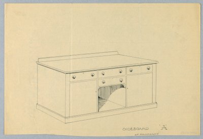 Design pro příborník A z mahagonu, 1900–05 od Unbekannt