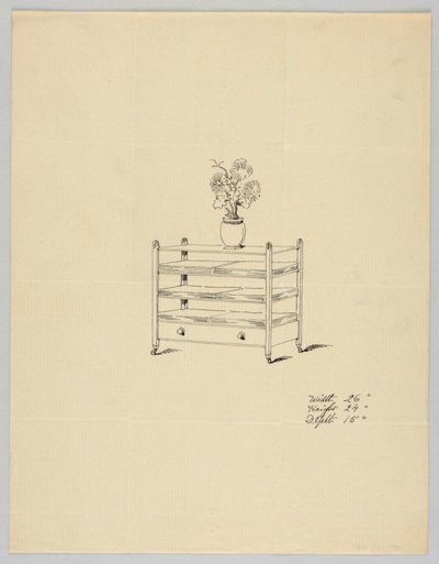 Design pro třístupňový stůl s vázou a květinami, 1900–05 od Unbekannt