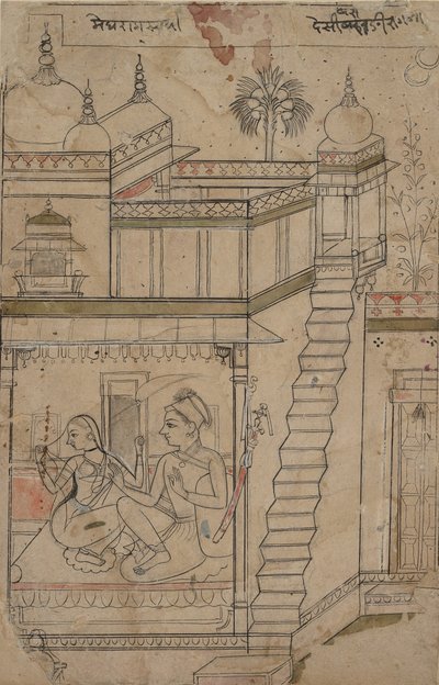 Desvarari Ragini: Folio ze série ragamala Garland of Musical Modes, začátek 18. století. od Unbekannt