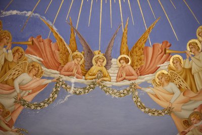 Detail fresky v kostele Navštívení v Ein Kerem: andělé, Ein Kerem, Izrael od Unbekannt
