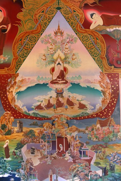 Detail nástěnné malby v Uposatha (svatyně) chrámu Buddhapadipa, Wimbledon, Grande-Bretagne od Unbekannt