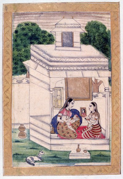 Dhanashree Ragini, album Ragamala, škola Rádžasthánu, 19. století od Unbekannt