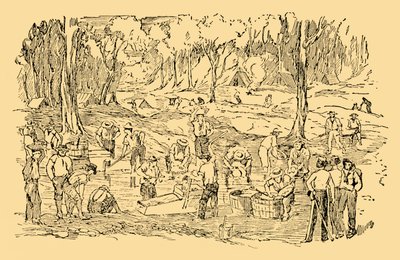 Kopání a mytí zlata v Austrálii v roce 1851, c1930. od Unbekannt