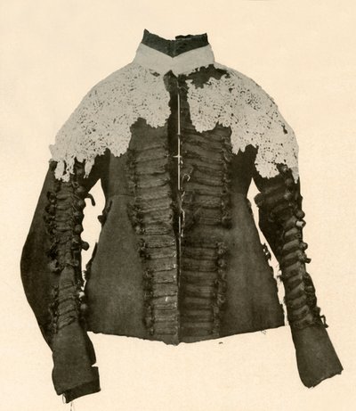Dubleta z černé látky zdobená hedvábným prýmkem a háčkovanými knoflíky, 17. století, 1937. od Unbekannt