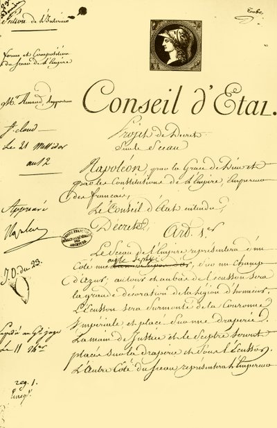Návrh výnosu o podobě a složení císařské pečeti, 10. července 1804, 1921. od Unbekannt