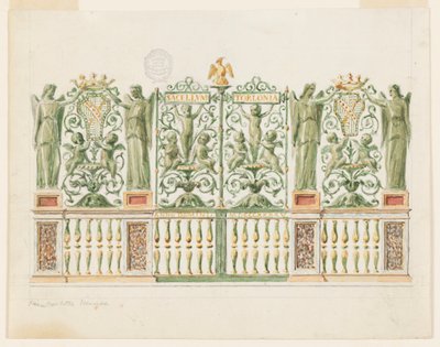 Kresba, projekt brány kaple, 1845 od Unbekannt