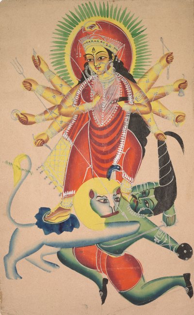 Durga Killing the Demon Mahisha, 19. století. od Unbekannt