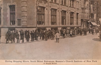 Během přepravních hodin, vstupy na South Street, Seamens Church Institute of New York, c1888. od Unbekannt