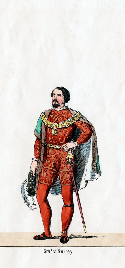 Hrabě ze Surrey, návrh kostýmů pro Shakespearovu hru, Jindřich VIII., 19. století od Unbekannt