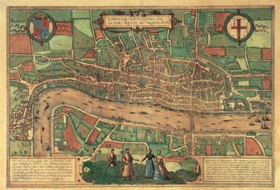 Nejstarší tištěná mapa Londýna, 1574 od Unbekannt