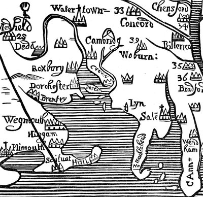 Časná mapa Massachusetts Bay, USA od Unbekannt