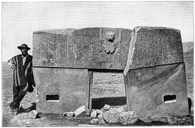 Východní aspekt monolitické brány Akapana, Tiahuanaco, Bolívie, 1901 od Unbekannt