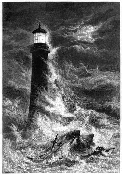Eddystone Lighthouse, 19. století od Unbekannt