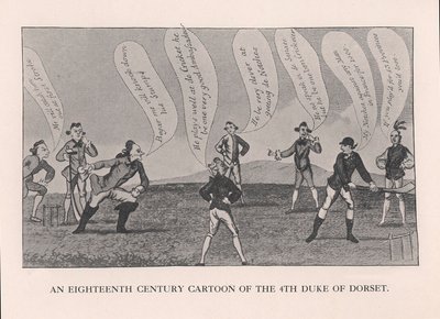 Edward Sackville 1591-1652, 4. vévoda z Dorsetu, hrající kriket, 18. století 1912 od Unbekannt