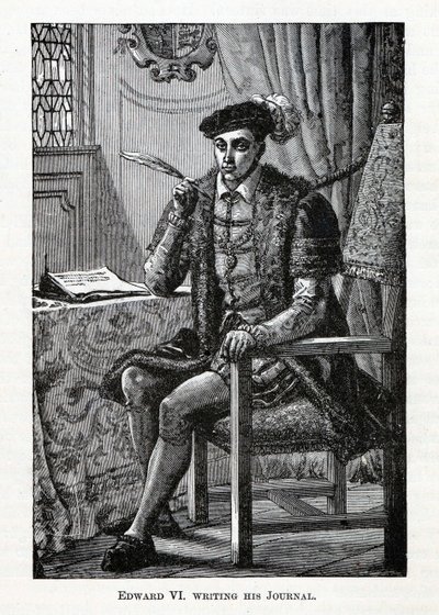 Edward VI píšící svůj deník, 1882 od Unbekannt