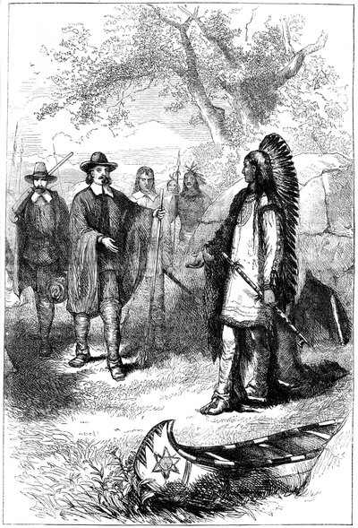 Edward Winslows návštěva Massasoit, 17. století c1880 od Unbekannt