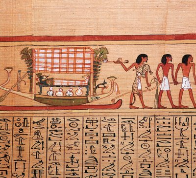 Egyptský papyrus zobrazující převoz mumie do nekropole, 13. století před naším letopočtem od Unbekannt