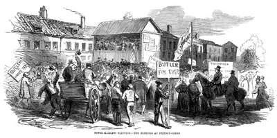 Volební akce ve Stepney Green během voleb do Tower Hamlets, Londýn, 1852 od Unbekannt