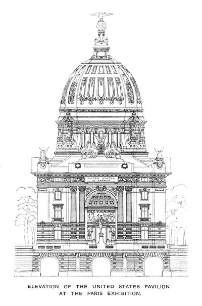 Povýšení pavilonu Spojených států na pařížské výstavě, 1900 od Unbekannt