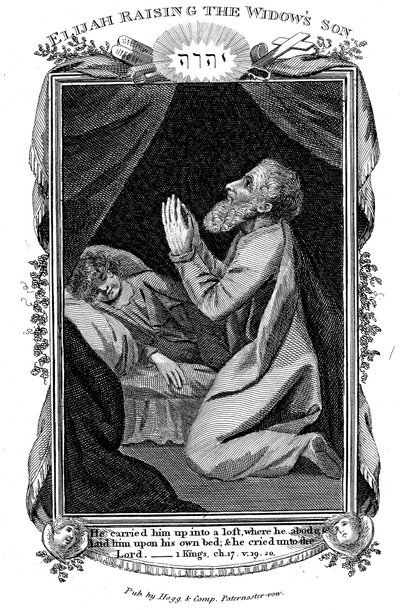 Eliáš vychovává syna vdovy, c1808 od Unbekannt
