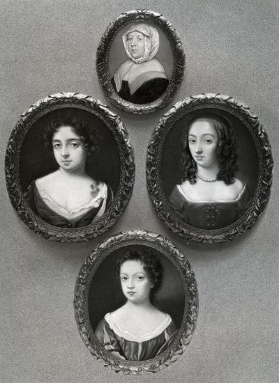 Elizabeth Cromwell, matka Olivera Cromwella a jeho dcery, Mary, Elizabeth a Bridget, 1899. od Unbekannt
