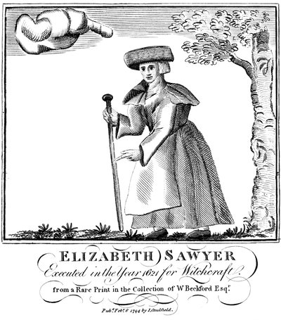 Elizabeth Sawyer, popravena jako čarodějnice v Anglii v roce 1621, 1794 od Unbekannt