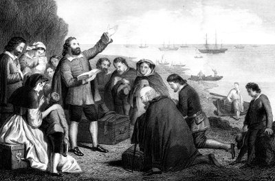 Nalodění otců poutníků, 1620 od Unbekannt
