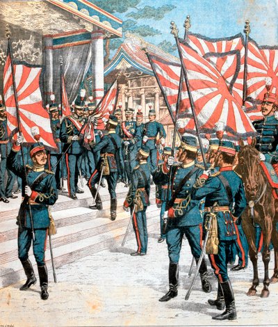 Japonský císař prezentující barvy japonským plukům, 1904 od Unbekannt