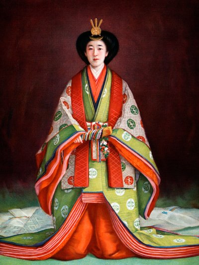 Japonská císařovna Nagako ve svém korunovačním oděvu, c1924 od Unbekannt