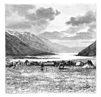 Tábořiště anglické expedice z roku 1871, jezero Pang-Kong, Tibet, 1895 od Unbekannt