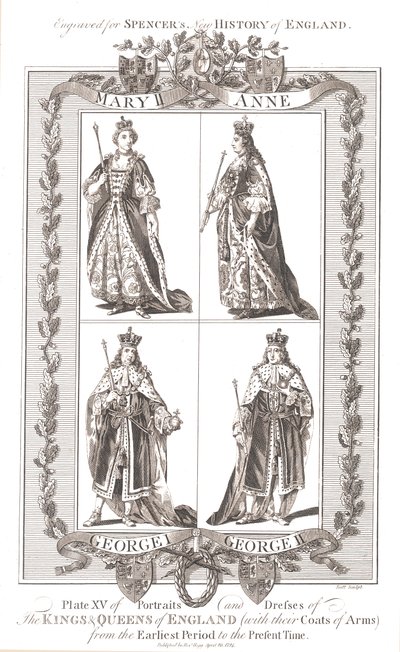 Angličtí králové a královny s erby, 1780-1800 od Unbekannt