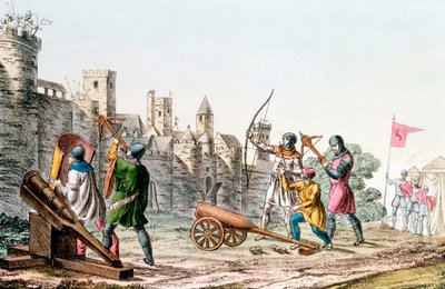 Anglické jednotky útočící na francouzské město, stoletá válka, 1337-1453 1830 od Unbekannt