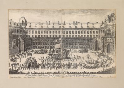 Jezdecký balet na nádvoří vídeňského Hofburgu ..., 1667. od Unbekannt
