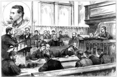 Výslech Johna F Egana u policejního soudu v Birminghamu, spiknutí s dynamitem, 1884 od Unbekannt