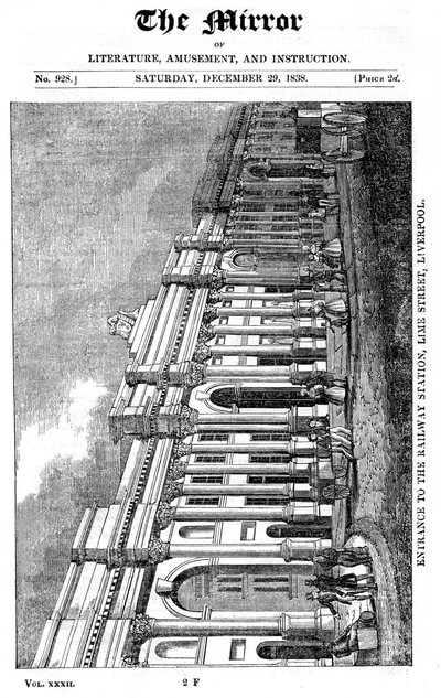 Fasáda stanice Lime Street, Liverpool, 1838 od Unbekannt