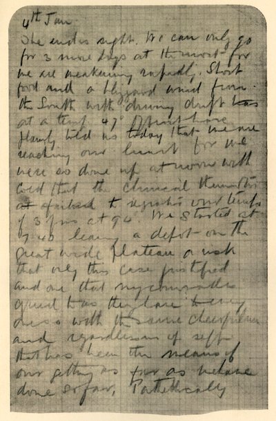 Faksimile Page of Shackletons Diary, 4. ledna 1909 od Unbekannt