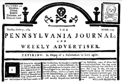Faksimile of the Pennsylvania Journal on the Stamp Act, 1765 c1880 od Unbekannt