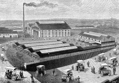 Továrna na výrobu, dobíjení a servis elektrických kabin, Aubervilliers, Francie, 1899 od Unbekannt