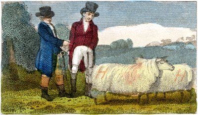 Farmáři diskutující o ovcích Dishley New Leicester, 1822 od Unbekannt
