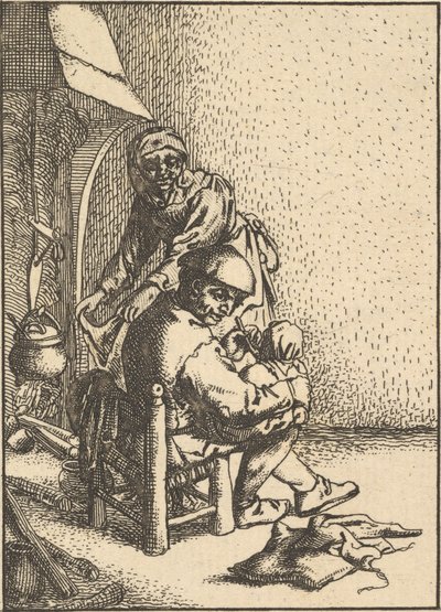 Otec krmí své dítě, 1610-85. od Unbekannt