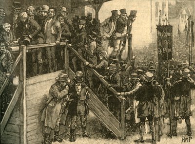 Otec John Murphy vede své nájemníky k volbám v doplňovacích volbách v Clare, Irsko, 1828 c1890. od Unbekannt